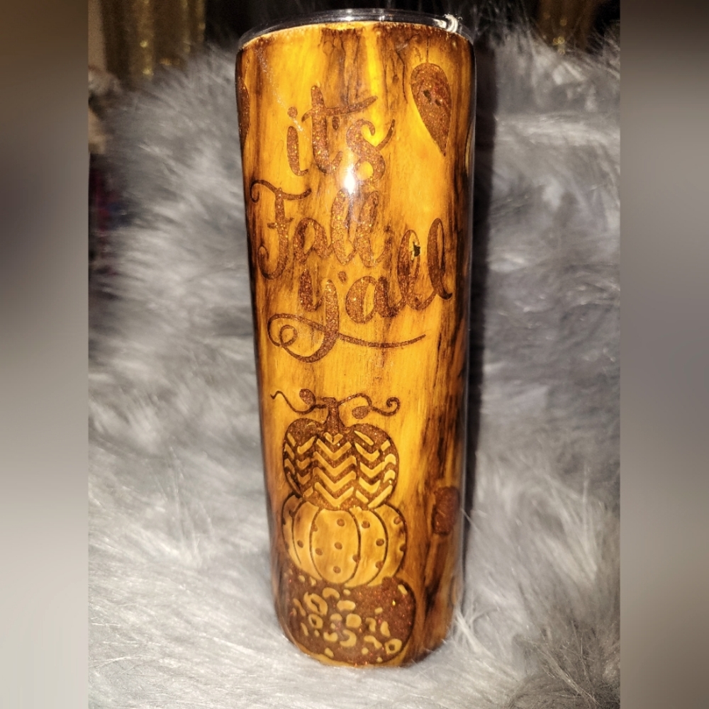 Wood grain epoxy fall tumbler
